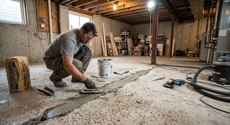 Cracked Basement Floor Repair in Boiling Springs, SC